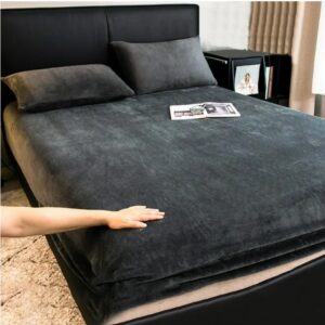 Velvet Flannel Sheet Set - 3 Piece Queen Size Brushed Fleece Bedding, Deep Pocket Fitted Sheet & Pillowcases (6 Colors)